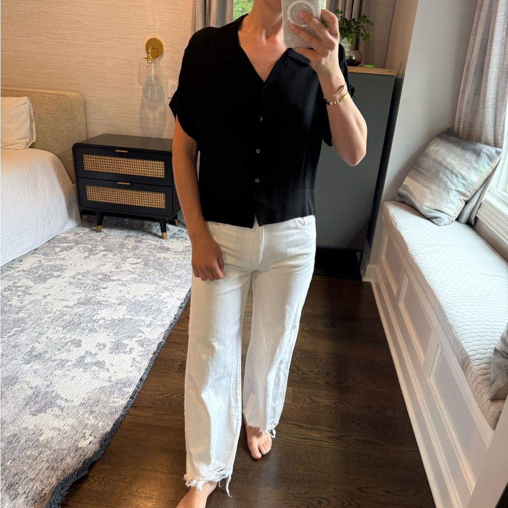 Black Sheer Button-Up Shirt